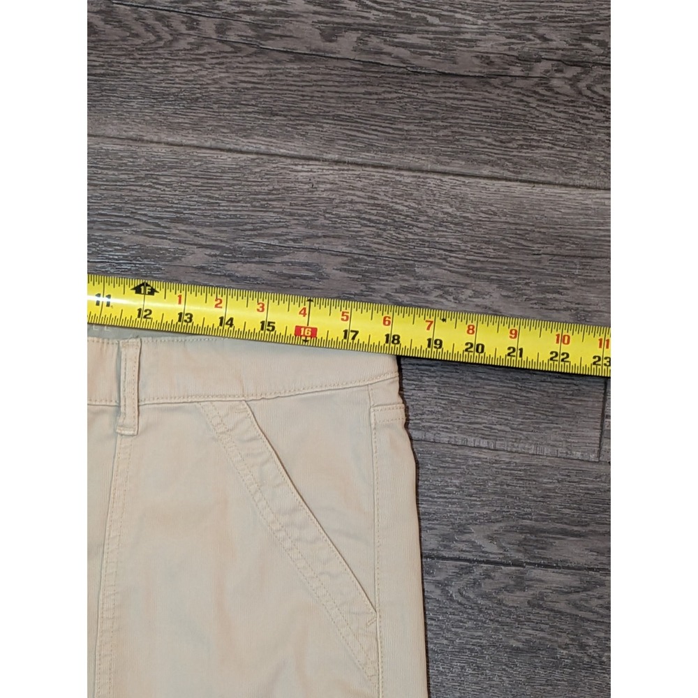 American Eagle Stretch Cargo Shorts Khaki Tan Beige Size 14 Bermuda High Rise - Picture 5 of 8